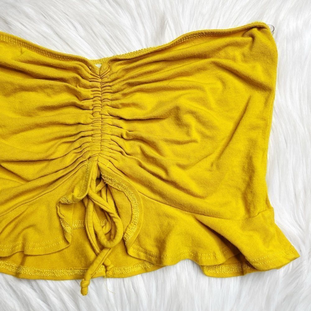 Heart & Hips Ruffled Boho Tube Top Yellow Size Small